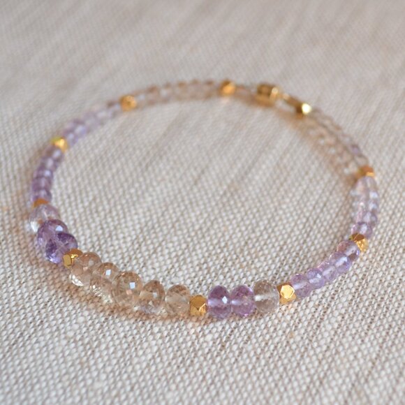 Ametrine Beaded Bracelet with Gold Magnetic Clasp - Hand Made in Canada - Picture 5 of 9